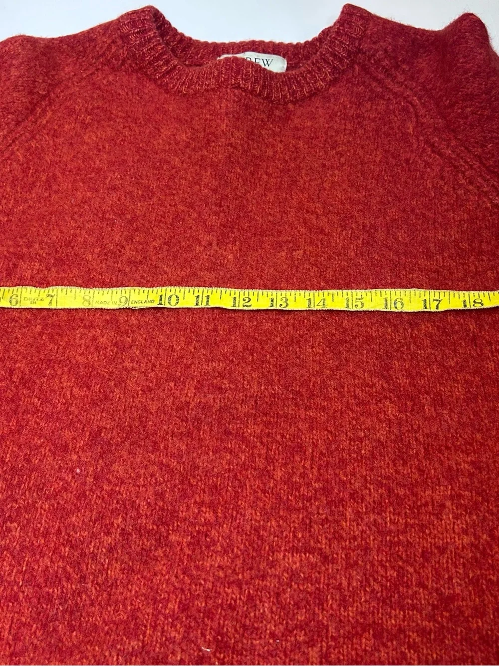 J.Crew Mens XXL 100% Wool Sweater Red Orange Heather Raglan Crewneck Pullover